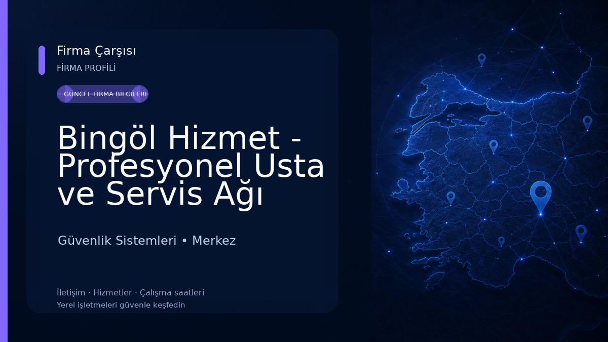 Bingöl Hizmet - Profesyonel Usta ve Servis Ağı Güvenlik Sistemleri